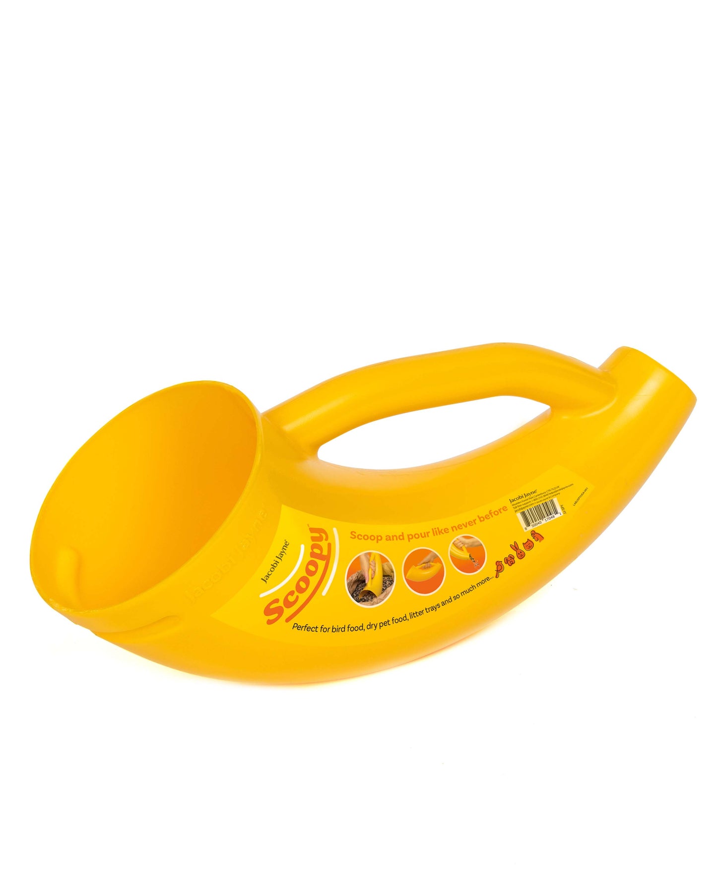 Scoopy bird feeding food scoop, for bird seed, chicken food and more.