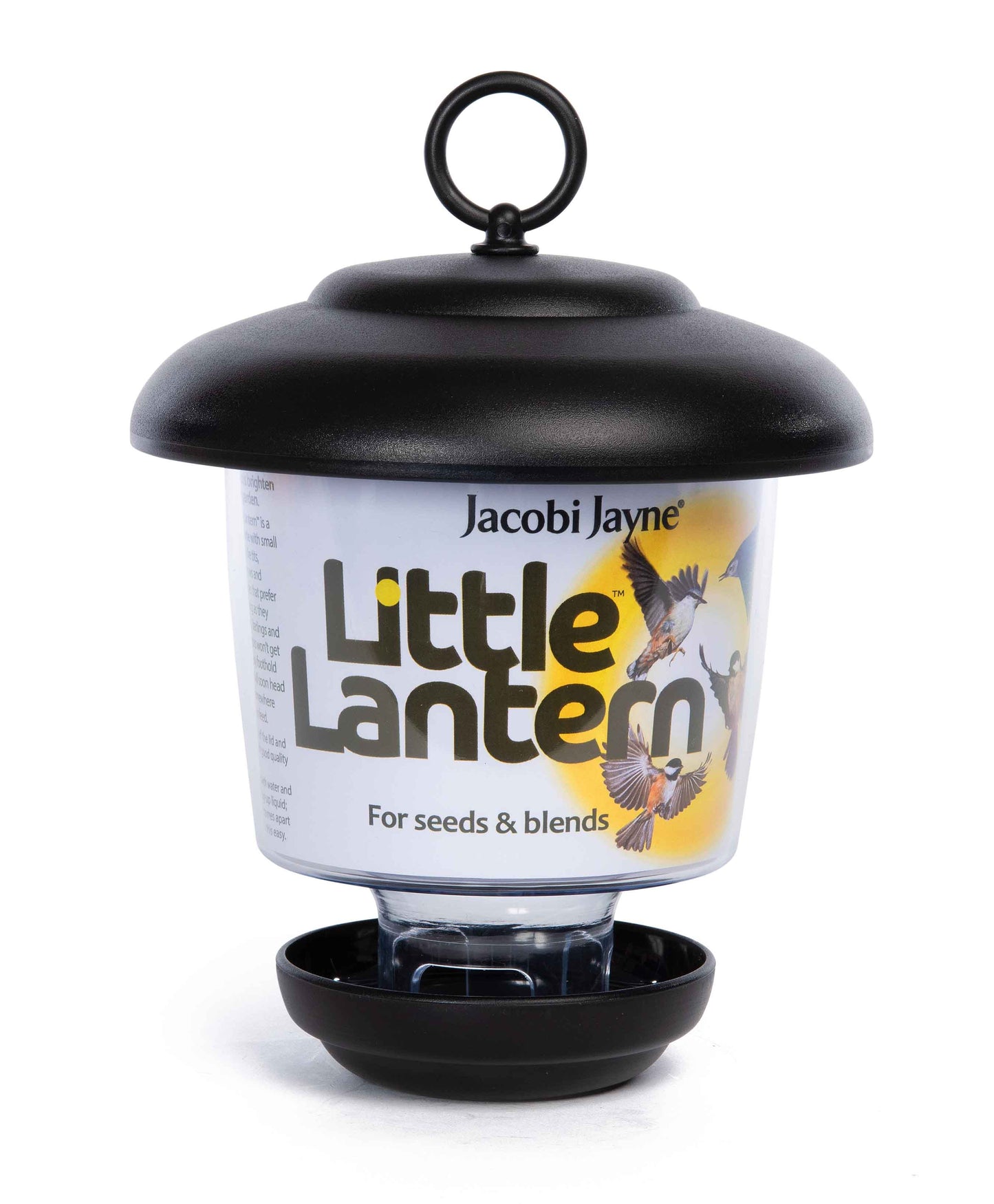 Little lantern garden bird feeder with removable cap for easy refilling.