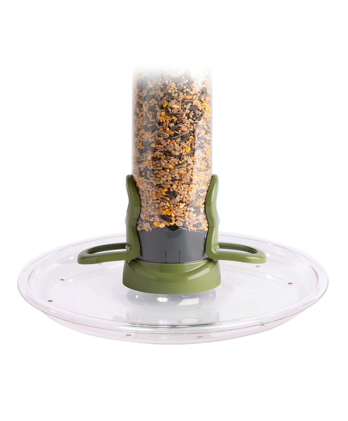 Large seed trays fitted with drainage holes and specially designed rounded sides for collecting spilled sunflower hearts, black sunflower seeds, nyjer seeds or seed mixes and blends. Attached to easy-clean bird feeder.