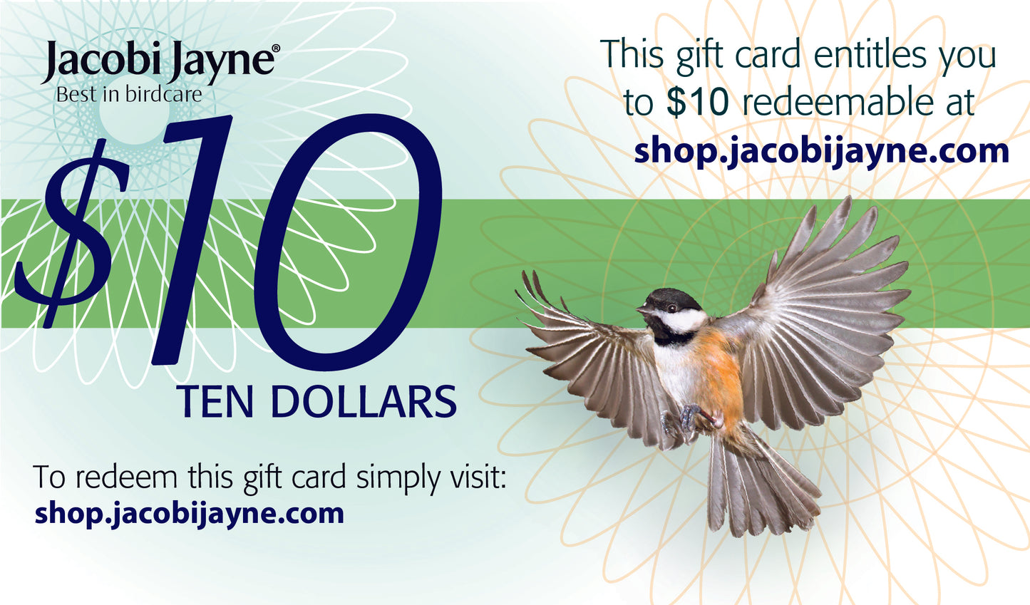 $10 Birdcare token with an image of a chickadee in flight.